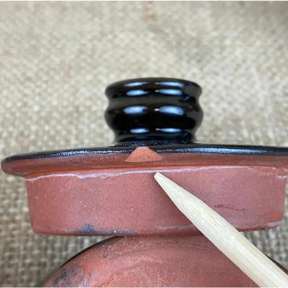Vintage Black Glazed Squat Red Clay Teapot Set Hand Made